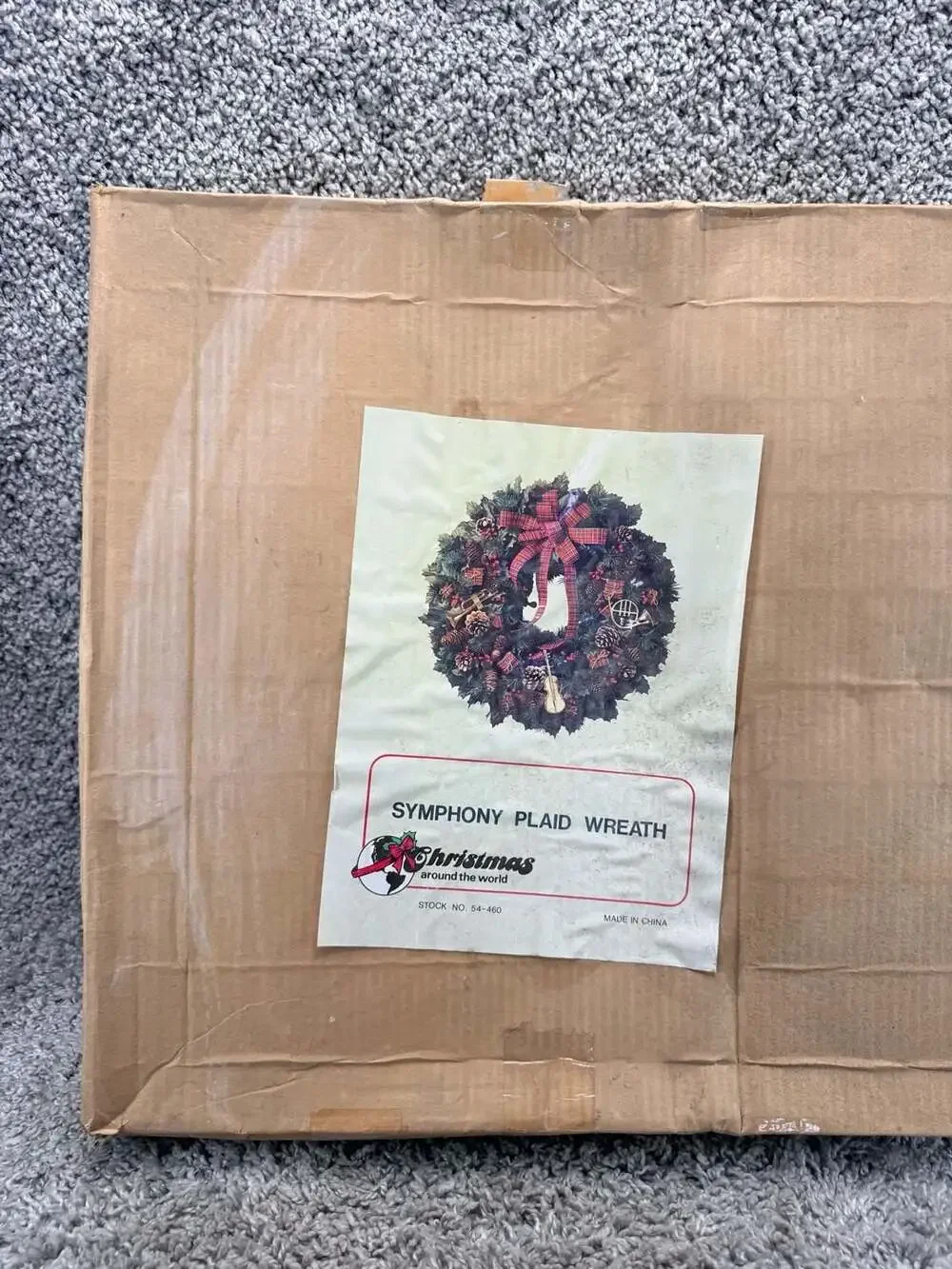Vintage Christmas Around the World Symphony Plaid Wreath with Musical Instrument